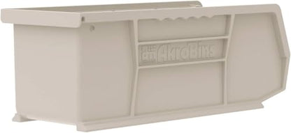 Akro-Mils 30224 AkroBins Plastic Storage Bins, Space-Saving Stackable Bins for Garage, Pantry, Craft Organization, 11" L x 4" W x 4" H, Stone, 12-Pack - color: Stone
