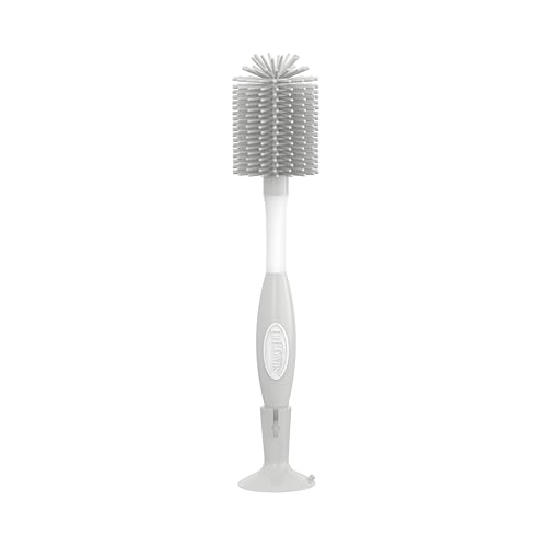 Dr. Brown's Soft Touch No Scratch Baby Bottle Cleaning Brush, Nipple Cleaner & Suction Cup Base for Easy Storage, BPA Free, Gray (Pack of 1) - style: Gray