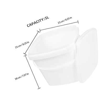 Cabilock 2pcs 5l Square Plastic Buckets with Lids, Food-grade Plastic Small Storage Containers, Portable Handheld Water and Snack Storing Canisters for Kitchen and Household Use