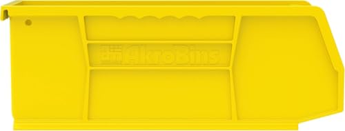 Akro-Mils 30224 AkroBins Plastic Storage Bins, Space-Saving Stackable Bins for Garage, Pantry, Craft Organization, 11" L x 4" W x 4" H, Yellow, 12-Pack - color: Yellow