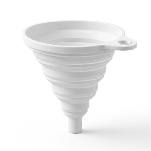2pcs Large Silicone Collapsible Funnel Set Food Grade Folding Funnels for Kitchen Bottle and Jar Filling Easy Storage White Blue - color: white, size: large
