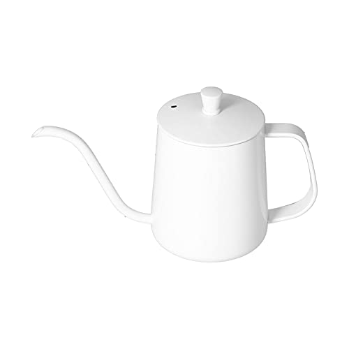 RiToEasysports 304 Stainless Steel Gooseneck Kettle with Thermometer Hole Coffee Pouring Pot Perfect for Hotels Restaurants, 8.6x5.4in (White 600ml) - color: White 600ml