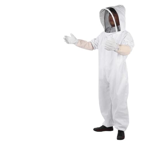 Beekeeping Suit Cotton Beekeeper Suit Kit with Ventilated Hood and Gloves 3 Pockets Full Body Coveralls in L for Backyard Beekeepers Bee Farm Visits and Work (XL)