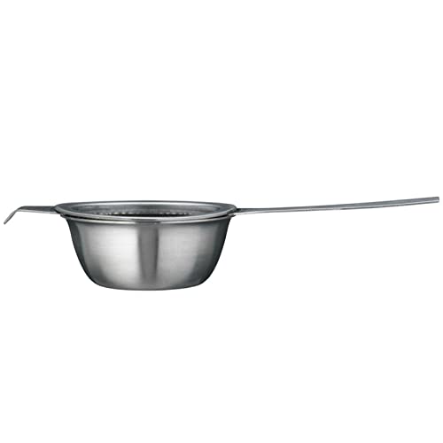 2.24inch Fine Mesh Strainer with Long Handle, Stainless Steel Mini Tea Strainer with dripping bowl, for Straining Teas and Cocktails or Sifting Flour, Sugar, Spices, and Herbs(Silver)