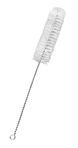 EISCO Nylon Cleaning Brush with Fan-Shaped End, 15" - Twisted Stainless Steel Wire Handle - Ideal for 1.6" - 2" Diameter Glassware, Beakers, Test Tubes, Cylinders, Flasks, Cups, Jars, Vases