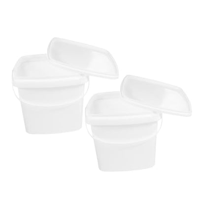 SOLUSTRE 2pcs Plastic Buckets Bulk Square Food Grade Bucket Lids Brining Container Lid Kitchen Containers - color: White