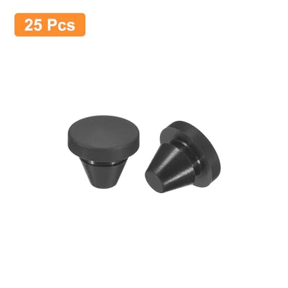 uxcell 25Pcs Silicone Plugs, Rubber Round Snap in Locking Hole Plugs for 6-7mm Hole, Hole Stoppers Waterproof Hole Plug for Metal Tube, Furniture End Caps Inserts, Black - size: 7-8mm