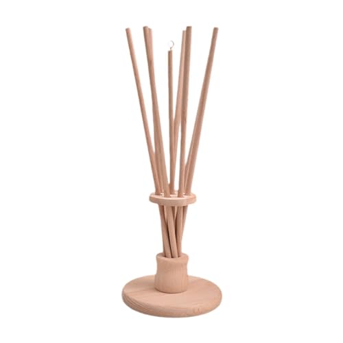 Wooden Drying Rack Stand with 8 Sticks for Bags & Bottles, Compact Countertop Organizer (39cm/15.35in)