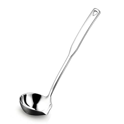 Soup Ladle 304 Stainless Steel Heavy Duty Ladle with Pour Spout for Soups, Stews, Cooking, and Broths,11.8 inch