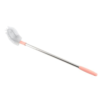 Long Bottle Brush, 70cm Stainless Steel Handle Bendable Head Bottle Cleaner Brush for Household Office (Pink) - color: Pink
