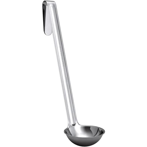 Super Sturdy, Ergonomic 1 Oz. Soup Ladle 1 Pk. Stainless Steel Ladles with Long Handles. Best Kitchen Accessories for Stirring, Portioning and Serving Soups, Chili and Stew in Restaurants and at Home - size: 1-oz