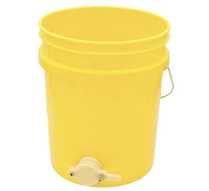 House Naturals Plastic 5 Gallon Honey Food Grade Bucket with Honey Gate for Beekeeping Apiary and Screw on Lid (Yellow) - color: Yellow