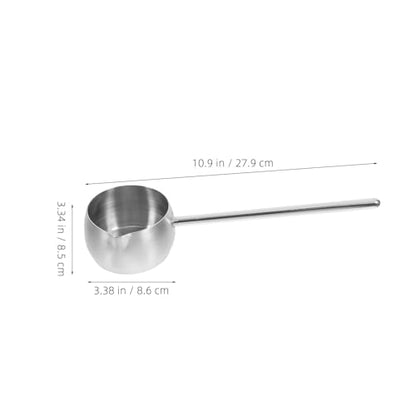 Hemoton Stainless Steel Oil Spoon with Long Handle 10.62 Inch Deep Metal Ladle for Kitchen Cooking Soup Sauces and Oil Drizzling - size: 27.90X8.60X8.50CM