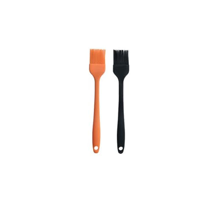 Silicone brush, Oil Brush for BBQ Kitchen Cooking Baking and Grilling (2 PCS,orange&black) - color: orange&black