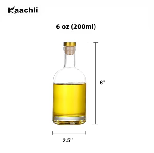 Clear Glass Bottles 6 oz - 200ml [Pack of 6] for Wine Beverages Drinks Oil Vinegar Kombucha Beer Water Soda with Cork Stopper Airtight Lid - size: KC-Short-6oz-6pic