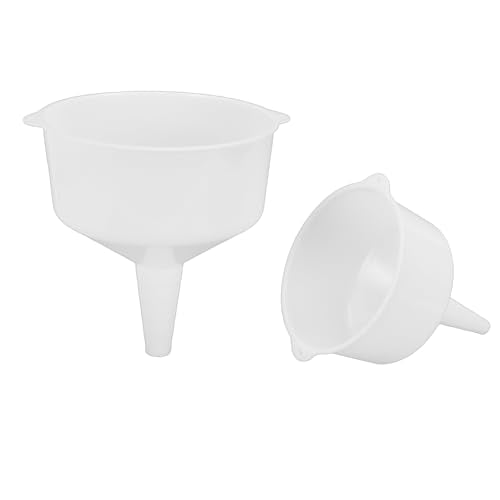 2 Pack White Conical Funnel Set, 2L 4L Wide Mouth Food Grade PP Spouts