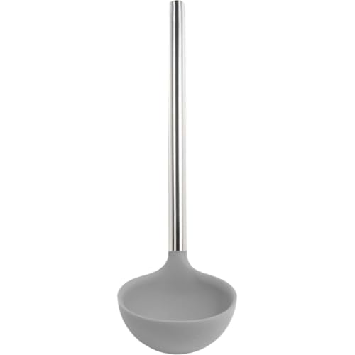 Tovolo Silicone Ladle With Stainless Steel Handle Deep Soup Ladle for Cooking Canning Serving Soup Punch Stew Sauce, Large Kitchen Utensil Spoon Dishwasher Safe BPA Free Silicone Oyster Gray - color: Oyster Gray