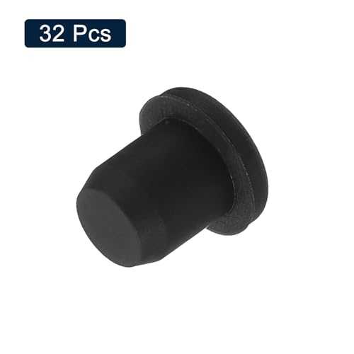 uxcell 32 Pieces Black Rubber Stopper, 7.5mm Plug Holes for 7-7.3mm/0.28-0.29" Hole - size: 7-7.3 mm