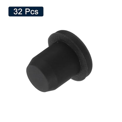 uxcell 32 Pieces Black Rubber Stopper, 7.5mm Plug Holes for 7-7.3mm/0.28-0.29" Hole - size: 7-7.3 mm