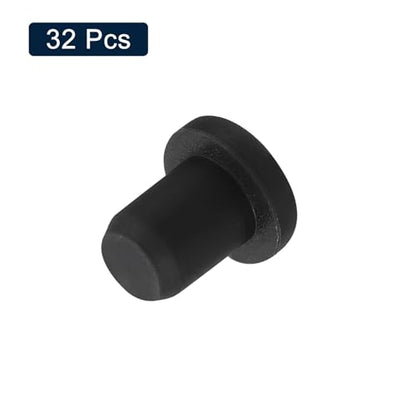 uxcell 32 Pieces Black Rubber Stopper, 5.5mm Plug Holes for 5-5.3mm/0.2-0.21" Hole - size: 5-5.3 mm