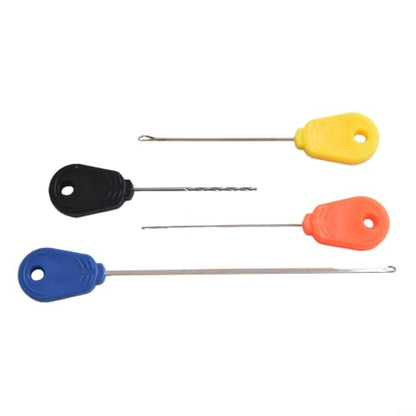 Baiting Needle Set, 4-Piece Carp Fishing Boilie Bait Drill Tool Kit with Gated Latch for Hair Rigs, Worms, Pellets, and Meat Baits