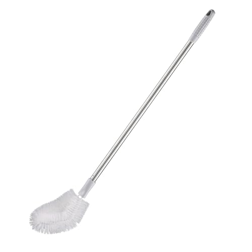 Long Bottle Brush 27.5 Inch Bendable Head Stainless Steel Handle Water Bucket Cleaning Brush for Large Buckets, Home Office Use (Gray) - color: Gray