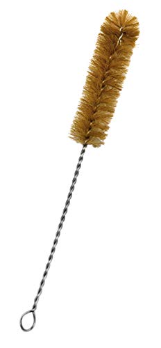 EISCO Bristle Cleaning Brush with Fan-Shaped End, 9.25" - Twisted Stainless Steel Wire Handle - Ideal for 1" - 1.2" Diameter Tubes, Bottles, Flasks, Cylinders, Jars, Vases, Cups
