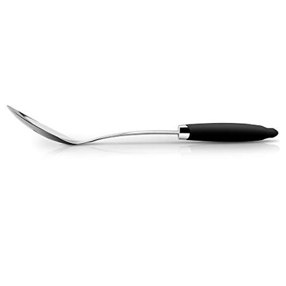 Stainless Steel Cooking Spoon, Solid Serving Spoon and Basting Spoon with Ergonomic Handle for Stirring, Mixing, Serving and Sauces, Dishwasher Safe - color: B-Silver Spoon