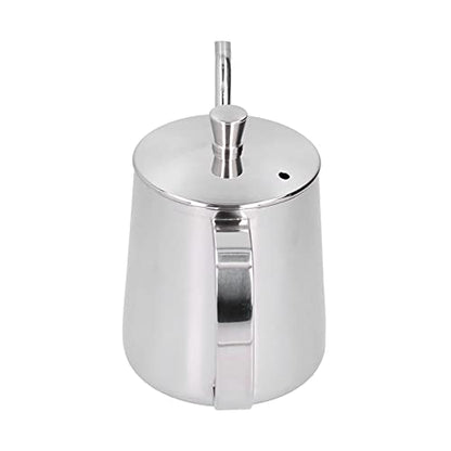 RiToEasysports 304 Stainless Steel Gooseneck Kettle with Thermometer Hole Coffee Pouring Pot Perfect for Hotels Restaurants, 8.6x5.4in (Silver 350ML) - color: Silver 350ML