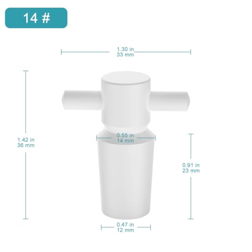 stonylab PTFE Stoppers with Handle, 3-Pack Sizes 14# Lab Standard Mouth Flask Bottle Sealant for Chemical Storage - size: 14#