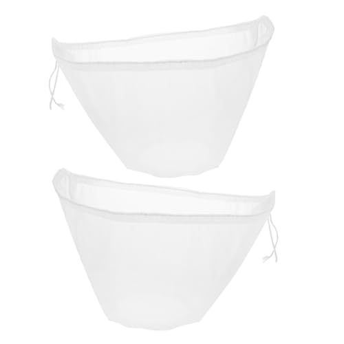 ARTIBETTER 2pcs Fine Mesh Milk Filter Bag Nylon Strainer for Nut Milk Juice Cheese Cloth Food Straining, 37cm Small Drawstring Draining Bags for Kitchen and Cooking