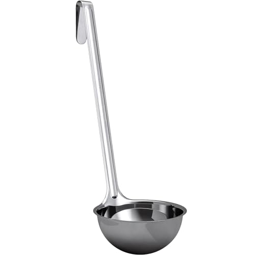 Super Sturdy, Ergonomic 8 Oz. Soup Ladle 1 Pk. Stainless Steel Ladles with Long Handles. Best Kitchen Accessories for Stirring, Portioning and Serving Soups, Chili and Stew in Restaurants and at Home - size: 8oz