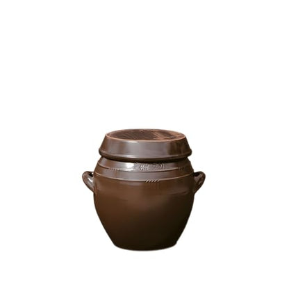 Earthenware Onggi Korean Traditional Clay Jar Ceramic Canister/Handmade Food Sauce Storage Container for Tea, Coffee Bean, Salt/Breathing Clay Pot Kimchi Fermentation Crock (7L(1.8 gal)) - size: 236.7 Ounces