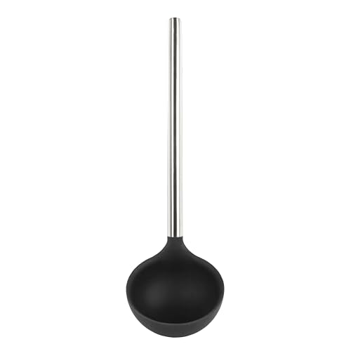 Tovolo Silicone Ladle With Stainless Steel Handle Deep Soup Ladle for Cooking Canning Serving Soup Punch Stew Sauce, Large Kitchen Utensil Spoon Dishwasher Safe BPA Free Silicone Black - color: Black