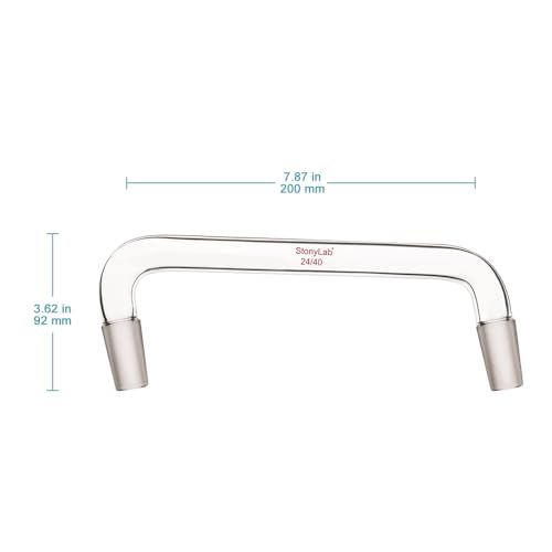 stonylab Glass Distilling Adapter, Borosilicate Glass 75 Degree and 105 Degree Bent Chemistry Adapter with 24/40 Standard Taper Inner Joints, 200 mm Length - size: 24/40 Joint