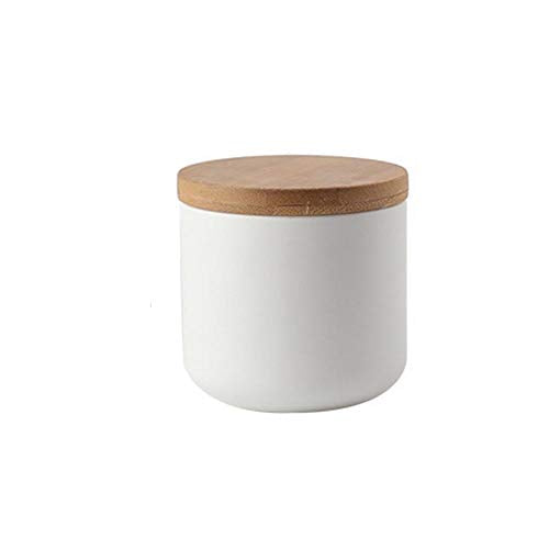 MilkyWay Ceramic Food Storage Jar Canister Modern Design Food Canisters with Airtight Seal Bamboo Lid, Loose Tea Coffee Spice Nuts Snacks Storage Jar Canister (White 8.79oz/260ml) - size: White 7.03oz/200ml