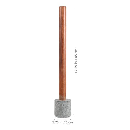 Sauerkraut Tamper: Wooden Handle Vegetable Tamper with Granite Pestle Head - Food Fermentation Masher Sauerkraut Pounder for Home Pickling and Kimchi Making - size: 45.00X7.00X7.00CM