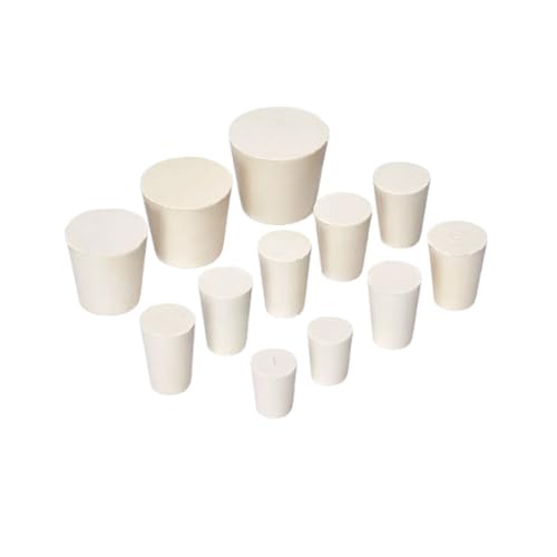 22Pcs Solid Rubber Stoppers，Lab Plug 000#-8# Sizes Tapered Lab Rubber Plugs for Sealing，11 Assorted Sizes. - size: 22pcs 000#-8# White
