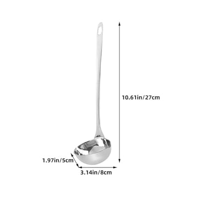 Hemoton Stainless Steel Double Spout Ladle with Long Handle for Controlled Pouring Soup and Canning Kitchen Utensil