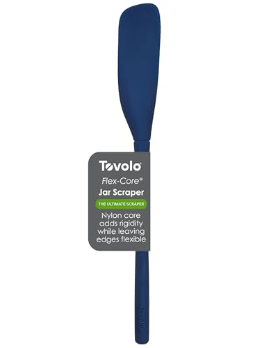 Tovolo Silicone Jar Spatula Long Handled Rubber Scraping Scooping Tool for Peanut Butter Jam Jelly Jars Blenders, Extra Long Flex Core Silicone Jar Scraper Dishwasher Safe BPA Free, Deep Indigo - color: Deep Indigo