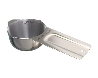 Color Up ¼ Cup Measuring Cup (60 ml) – Premium Chrome Stainless Steel, Accurate for Wet & Dry Ingredients, Embossed Markings, Easy-Pour Spouts, Dishwasher-Safe, Kitchen Essential - size: 1/4 Cup (60 ml) Chrome