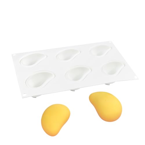 3D Mango Silicone Molds, 6-Cavity Fruit Baking Mold for Mousse Cake, French Dessert, Pastry, Chocolate, Truffle, Non-Stick Easy Release Food Grade Silicone Mould (A_ Mango) - size: A_ Mango