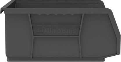 Akro-Mils 30255 AkroBins Plastic Storage Bins, Space-Saving Stackable Bins for Garage, Pantry, Craft Organization, 11" x 16" x 5", Black, 6-Pack - color: Black