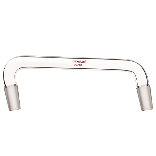 stonylab Glass Distilling Adapter, Borosilicate Glass 75 Degree and 105 Degree Bent Chemistry Adapter with 24/40 Standard Taper Inner Joints, 200 mm Length - size: 24/40 Joint