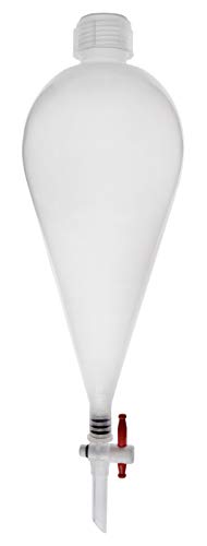 Eisco Separatory Funnel, 500mL - Polypropylene Plastic - Ungraduated - PP Stopcock with PTFE Plug - Leak-Proof Screw Cap