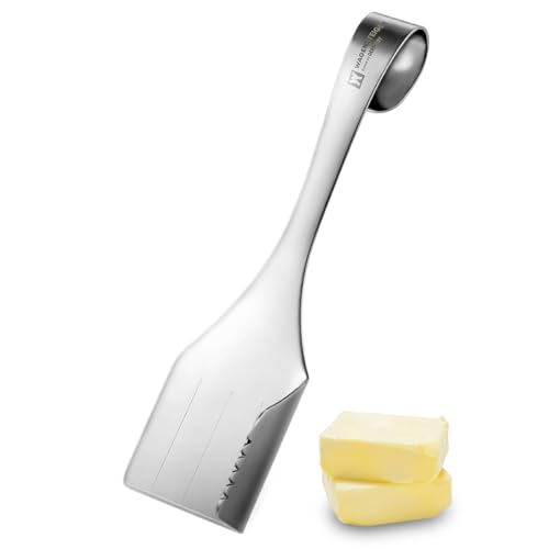 WAGENSTEIGER SUS304 Stainless Steel Butter Knife with Built-In Cutter & Spreader, Cheese Slicer, Hanging Hook, Multifunction Kitchen Tool, 155 × 40 mm (6.1 × 1.57 in)