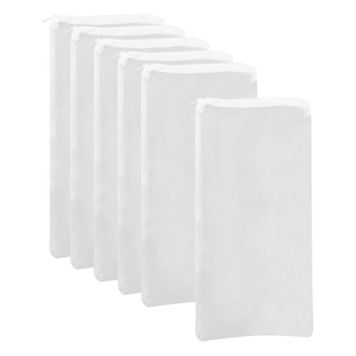GSHLLO 6 Pcs 100 Micron Aquarium Nylon Filter Media Bags Fish Tank Fine Mesh Bags Pond Filtration Bag Activated Carbon Filter Pouch Water Pump Cover Accessories with Plastic Zipper 8 x 20 cm - size: 8 x 20 cm ( W x L )