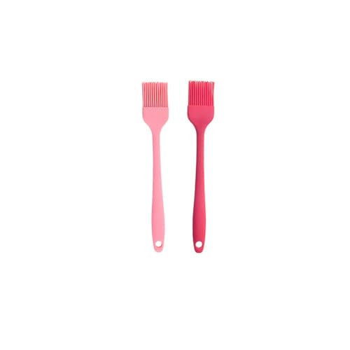 Silicone brush, Oil Brush for BBQ Kitchen Cooking Baking and Grilling (2 PCS,pink&Rose red) - color: pink&Rose red