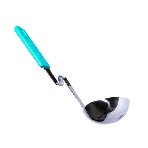 Souper Cubes + Lori Greiner No Mess Stainless Steel Soup Ladle with Silicone Handle - Metal Soup Ladle with No Mess Design That Hooks on Side of Any Pot - Aqua - color: Aqua, size: Ladle 1-Pack