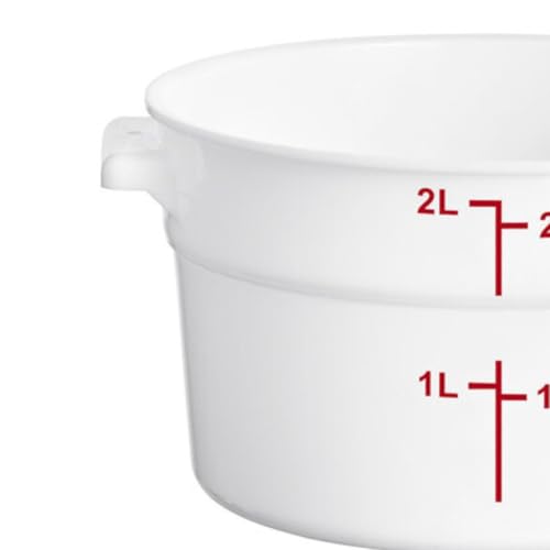 TrueCraftware- 2 Quart White Round Food Storage Container Polypropylene- Commercial Reusable Food Container Canister with Measurement Markings for Meal Prep Pantry Kitchen - size: 2 Quart